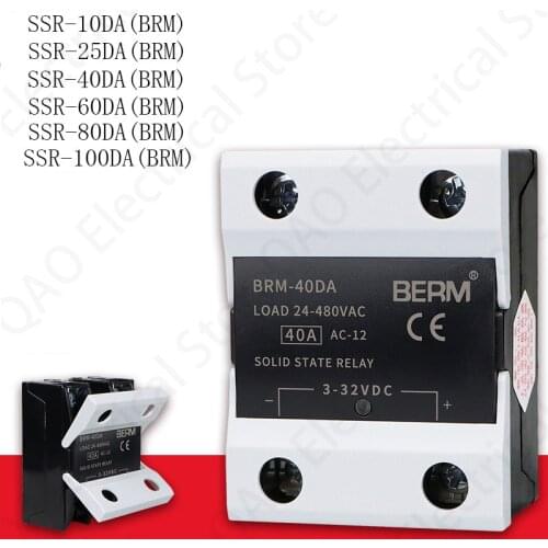 BERM solid state relay SSR-10DA 25DA 40DA 60DA 80DA 100 DA 3-32V DC TO 12-220V DC SSR single phase DC Control DC No Contact