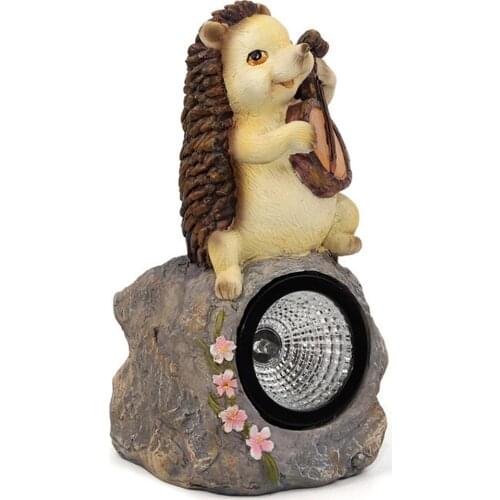 Garden Decoration Solar Energy Waterproof Spotlight LED Hedgehog Figurin 15.5x14x23cm Ornaments For Gifts Resin Sculpture