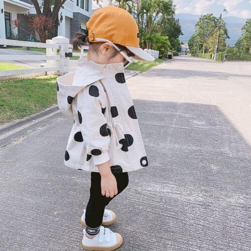 Girls Boys Dot Hoodies Jackets Spring Autumn Winter Trench Coats Baby Kids Cotton Casual Overcoat Children Clothes 1-8age
