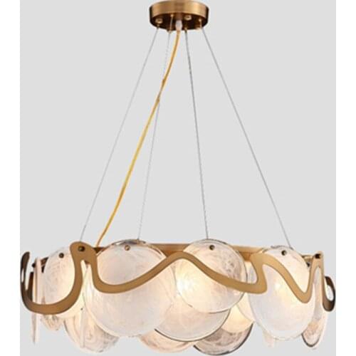 In stock modern chandelier lighting for living room new luxury round glass hanging lamp dining room bedroom light fixtures