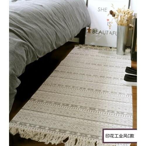 High vintage wave tessel edge cotton area rug for bedside living room tapetes para casa sala tapis salon