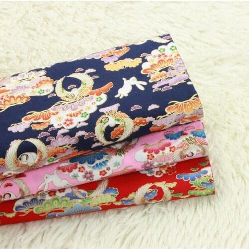 High grade purified cotton tissus patchwork Bronzing rabbit printing tissu Handmade DIY clothing mouth gold bag fabric