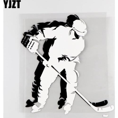 YJZT 16.4×18.4CM Ice Hockey Player Vinyl Car Window Trunk Decoration Decal Car Sticker Sports Black/Silver 20A-0092