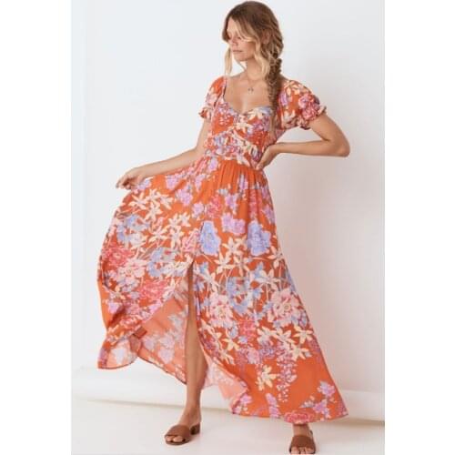 New lily print one shoulder short sleeve skirt dfj8359 in spring and summer of 2021