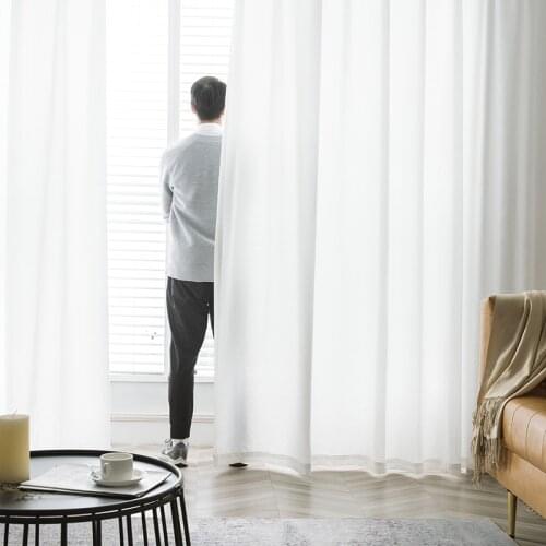 Customized European Pure White Tulle Curtains, Modern Living Room and Bedroom Translucent Curtains To Protect Privacy