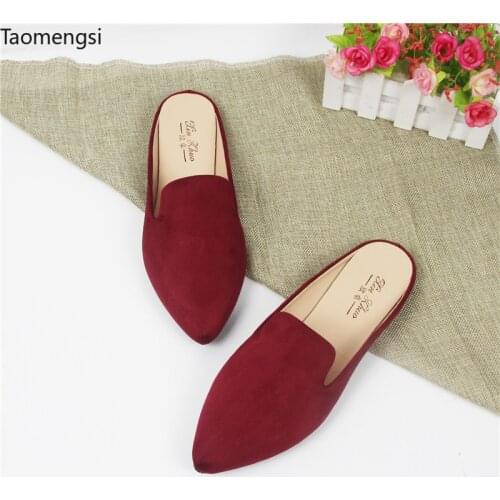 2021 spring new England pointed flat-bottomed head-bottom slippers womens outer-wearing sandals, large code black size 31-44