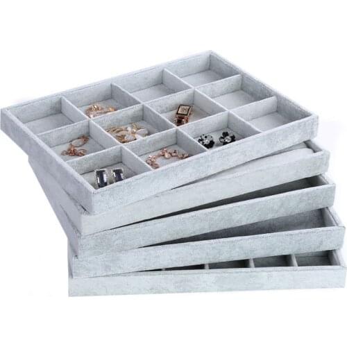 1PC Fashion Portable Velvet Jewelry Display Tray Showcase Storage Box for Storage Ring Earring Necklace Bracelet Home Decoration