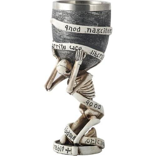 180ml Slave Skull Beer Wine Coffee Mug Cup Made Of Resin And Stainless Steel Halloween Mug Cup Decoration Ceramic Tiki Mug