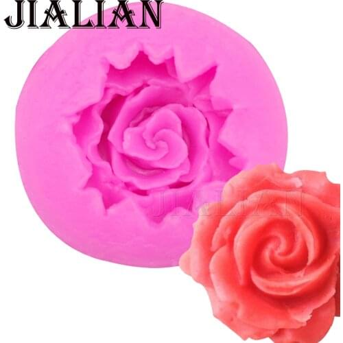 3D Roses Flower Valentine chocolate wedding cake decorating tools DIY baking fondant silicone mold handmade soap mold T0113