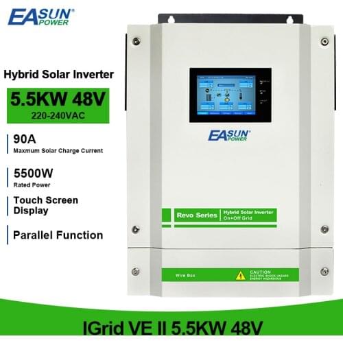 5500W With WIFI Hybrid Solar Inverter 90A MPPT Charger 220V 48V 450Vdc Grid Tied Touch Screen Display Inverter With CT Sensor