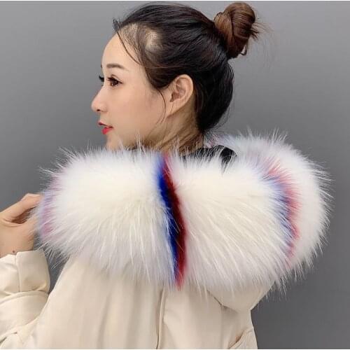 75CM Fashion Women Faux Fox Fur Collar Shawl Collar For Winter Coat Hood Fur Decor Fake Fur Scarf Winter Coat Fur Collar Scarves