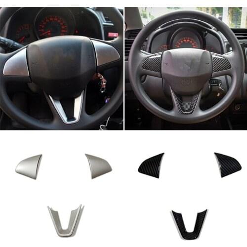 For Honda FIT JAZZ 2014-2018 Accessories Car Steering wheel Button frame cover trim car styling ABS Matte/Carbon fibre 3 pcs