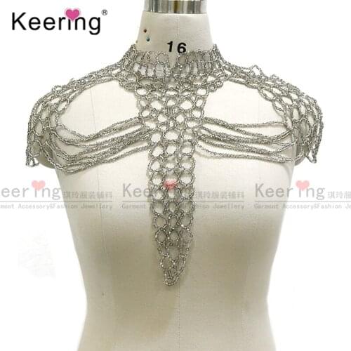 Blingbling crystal handmade collar bodice applique For DIY Wedding Dress WDP-119