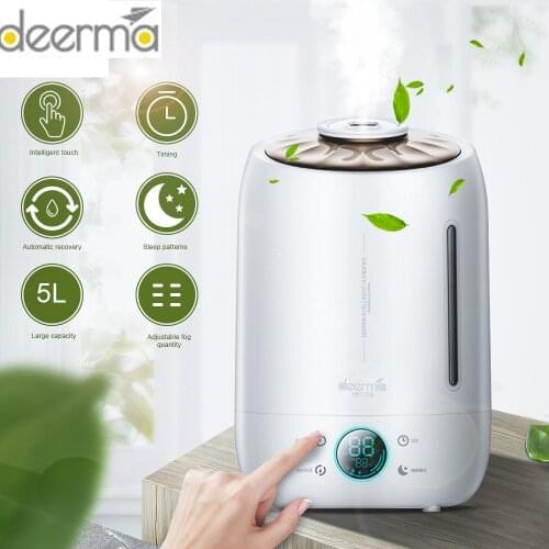 Deerma Air Humidifier Ultrasonic Fog 5l Quiet Aroma Mist Maker Led Touch Screen Timing Function Home Water Diffuser