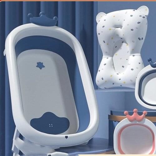 Baby Folding Bathtub Home Large Easy Storage Bath Tub Non-slip Eco-friendly Material Childrens Products Lovely Crown Bub