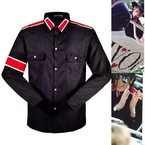 In Memory Michael Jackson MJ Black Retro CTE Anti-war Cotton Shirt Stitchwork Sark Collection Embroidery