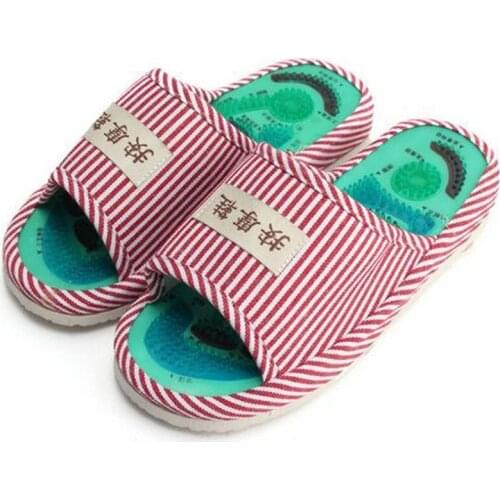 Summer Style Foot Acupoint Massage Shoes Foot Health Care Magnet Therapy Slippers Striped Pattern Indoor Shoes For Women & Men