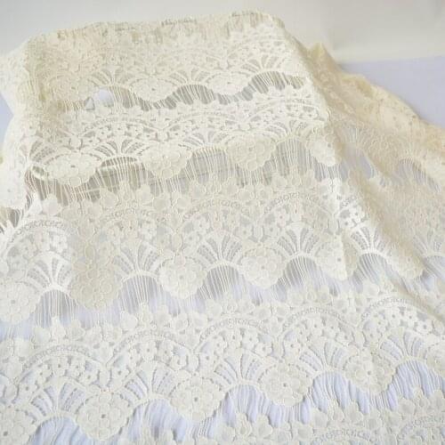 Hot Sale White lace fabric wedding fabric embroidery cotton lace fabric for dress 100x150cm