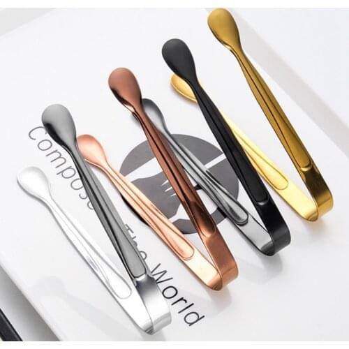 Stainless Steel Ice Tongs Gold Sugar Ice Cube Tongs Mini Metal Kitchen Food Serving Tongs Clip Tea Party Bar Kitchen Accessories