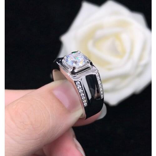 2Ct 8mm D Color VVS1 Moissanite Diamond Men Ring AU585 14K White Gold Ring Top Quality Male Jewelry