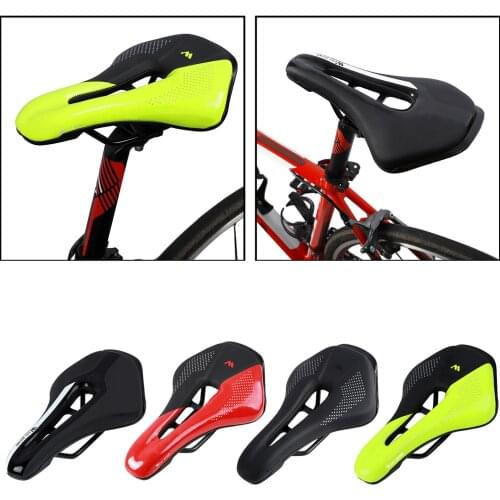 Padded Road Bike Saddle Seat PU Leather Breathable Waterproof Exercise Bike Lightweight Cycling Accs