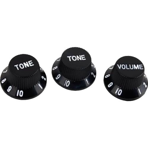 Plastic Set of 3 Black Speed Volume Tone knob w/ White Detail for Electric Pickup Guitar