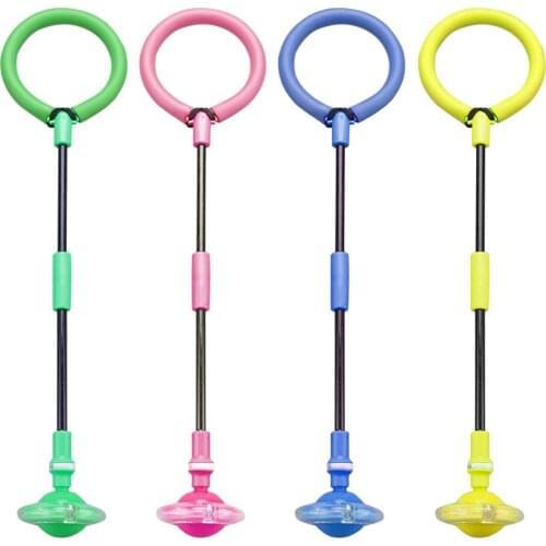 Portable Folding Glowing Bouncing Balls One Foot Flashing Jumping Rope Ball Kids Toys Ankle Skip Ball Adult Fitness Training