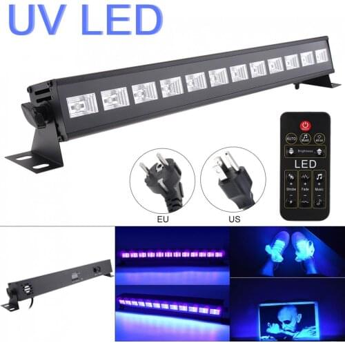 UV Violet Stage Lights 36W 12 LEDs Remote Control Purple Light Bar with Automatic for Stage / Disco / Club Party / Christmas
