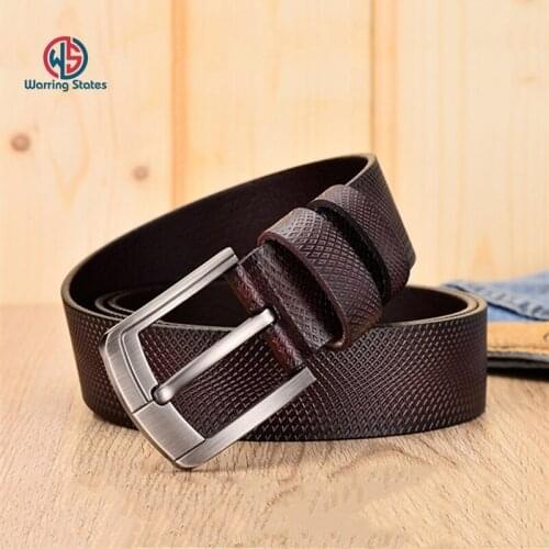 Warring States 2019 Hot Sale High Quality Genuine Cow Leather Belt for Men Alloy Buckle New Jeans Black Coffee Belt 3.8cm Width