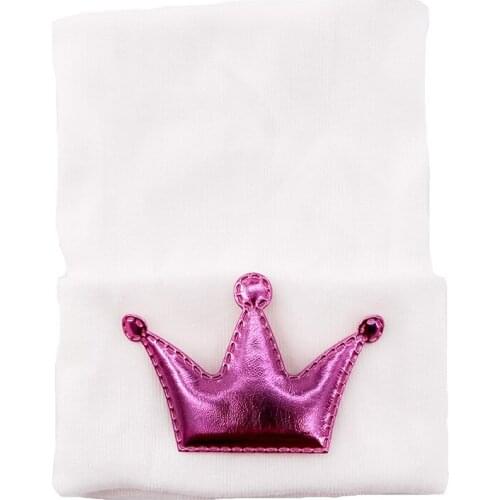 Baby girl boy crown Bow Cotton Beanies hats newborn Toddler summer spring soft Knit hat white caps accessories clips for childs