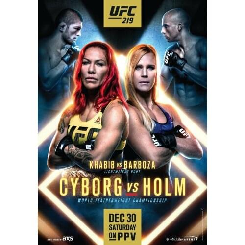 219 Fight - Cyborg vs Holm, Khabib vs Barboza Art Film Print Silk Poster Home Wall Decor 24x36inch