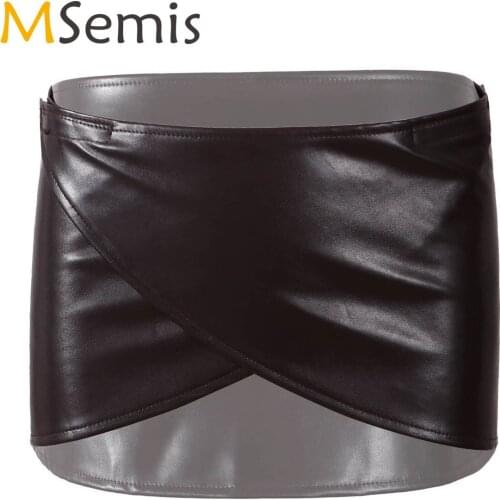 Women Halloween Anime Apron Skirt Cosplay PU Leather Fastening Crisscross Skirt Belt Clubwear Wrapped Mini Skirts Rave Costume