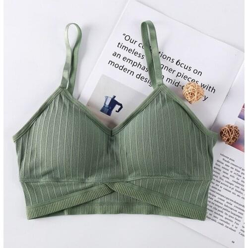 Female Active Bras Cotton Sexy Bras Women Tank Tops Padded Tube Tops Summer Knitted Bras