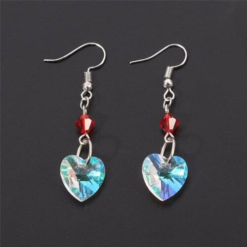 Heart Shape Fashion Earrings For Women 2021 Statement Transparent Red Crystal Korea Drop Earring Jewelry Hot 1 Pair