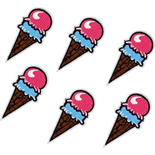 10Pcs Ice Cream Shape Embroidered Patch for Clothing Iron Sew Applique Shirt Jacket Bags Sticker Clothes Badges Patch for Jeans