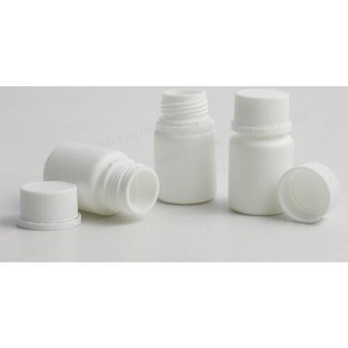 100 X 20ml HDPE Solid White Pharmaceutical Pill Bottles For Medicine Capsules Container Packaging with Tamper Seal Lids