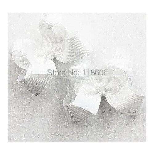 100pcs White Classic Twisted Boutique Hair Bow Tails-Accessories Hair Clip Free Shipping