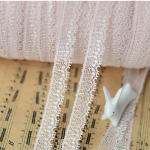 2 Meters Width 1.3cm Embroidery Stretch Skin Pink Lace Trim Ribbon Elastic Lace Fabric DIY Underwear Lingerie Sewing Accessories