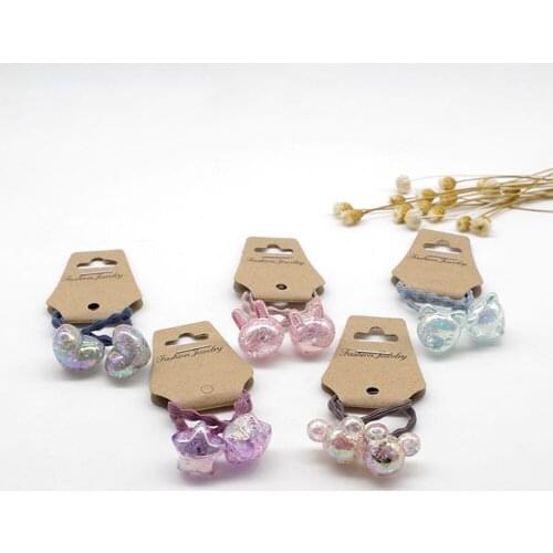 2 pieces Cute Bunny Star Princess Headwear Elastic Hair Bands Girls Sparking Mini Headdress Tie Gum Ropes Hair Accessories