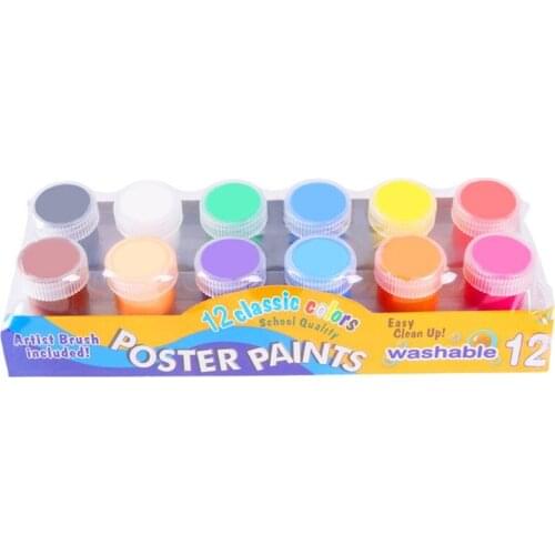 2020 New 20ml 6/12 Bright Colors Washable Gouache Paint for Kids School Finger Paint
