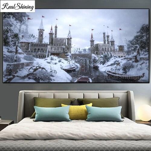 Large diamond embroidery Russian WInter Castle diamond mosaic diamond painting full square round drill stitch cross T11