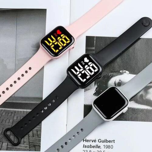 New Digital Watch For Women Fashion Silicone Waterproof LED Electronic Square Dial Womens Sports Watches Pink Strap Reloj Mujer