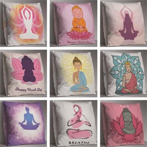 Buddha Statue Cushion Cover Colorful Soft Throw Pillow Cover Double Sides Decorative Sofa Pillow Case Pillowcase Home Decor