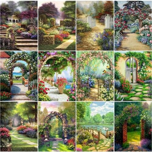 CraftArtGo 5D DIY Diamond Embroidery garden Full Square Round Rhinestone Mosaic Painting Cross Stitch Flowers Diamond Kit