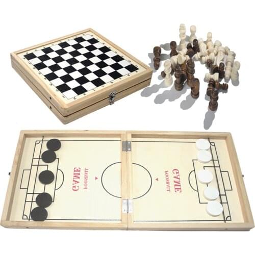 Wooden Chess Folding Pinches Desktop Interactive Battle Ejection Chess Slingshot Games Toy 2 In 1 Board Interactive Toy
