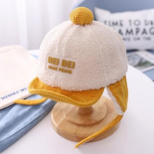 Baby Boys Girls Boys Winter Children Baby Ear Flap Cap Infant Peaked Windproof Warm Plush Hat Headwear Outdoor Gifts Hat 2020