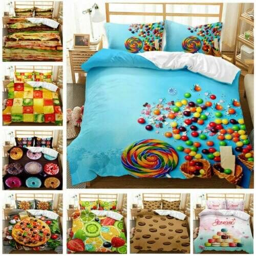 Food donut Bedding Set 2/3Pcs Duvet Cover & Pillowcase(s) 3D Printed Quilt Cover For Home Textile Gift