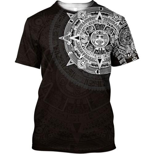Aztec Mexico Tattoo 3D All Over Printed T-shirts Men/women New Design Gothic Streetwear Tshirt Oversized 5XL 6XL 90s Boy Clothes