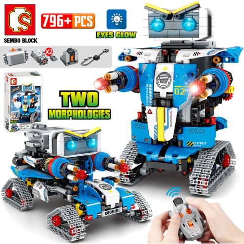 City Electric RC Robot Transformation Racing Car Building Blocks Creator Remote Control Robot Weapon Bricks Toys For Children