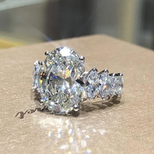 925 Silver Shiny Platinum Princess Square Simulation Diamond Ring Elliptical Perfect Cutting 3ct CZ Engagement Rings